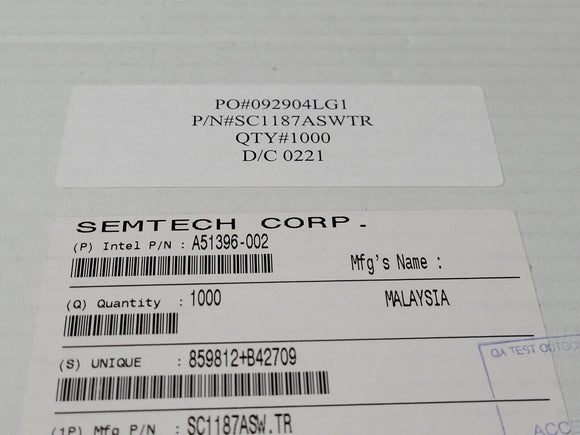 (1000 PCS) SC1187ASW SEMTECH Switching Controller Voltage-mode 1A 225kHz SOIC-24