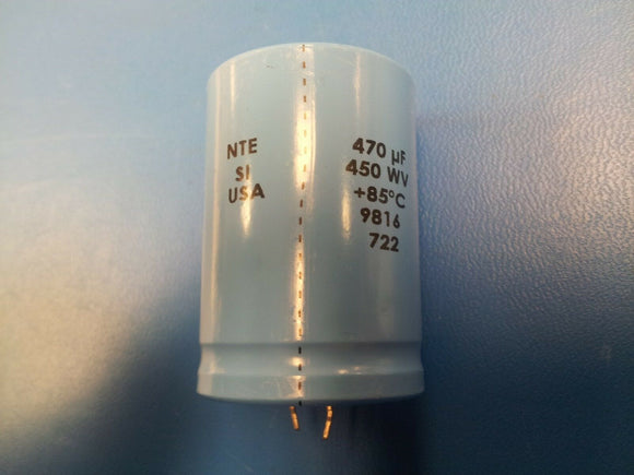 (1 PC) SI470M450 NTE CAPACITOR ALUMINUM ELECTROLYTIC 470 uF, 450 W SNAP-IN