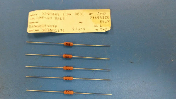 RN60C54R9F, Vishay/Dale, Metal Film Resistor, 54.9 Ohm 1% 1/8W