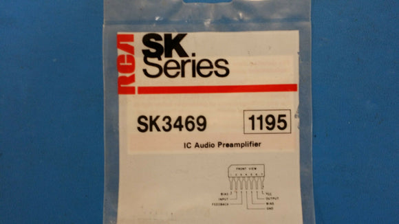 (1 PC) SK3469 RCA (NTE1195 EQUAL) IC LOW NOISE HIGH GAIN AUDIO PREAMPLIFIER
