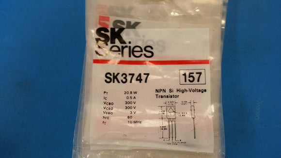 (1 PC) SK3747 RCA (NTE157 EQUAL) NPN SILICON HIGH-VOLTAGE TRANS. 300V TO-126