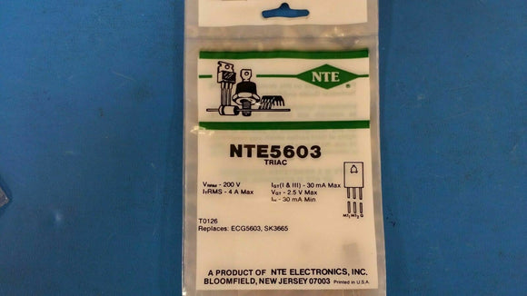 (1 PC) NTE5603, ECG5603, SK3665, TRIAC, Thyristor, 200V, 4A