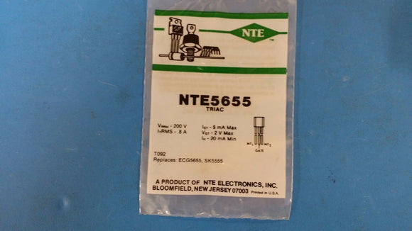 (1 PC) NTE5655, ECG5655, SK5555, TRIAC, Thyristor, 200V, 800mA, 0.8A