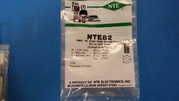 (1 PC) NTE82, ECG82, PNP - Si, Dual, High Speed Switch, DC to VHF Amp