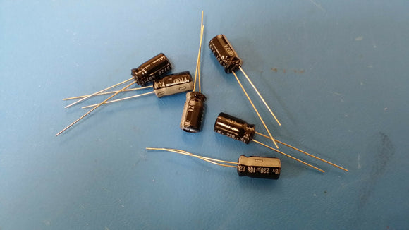 (20 PCS) 220UF 16V 20% ELECTROLYTIC CAPACITOR RADIAL LEAD UVZ1C221MEH
