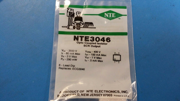 (1 PC) NTE3046, ECG3046, Opto Coupled Isolator, SCR Output