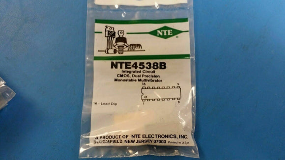 (1 PC) NTE4538B, IC, CMOS, Dual Precision Monostable Multivibrator