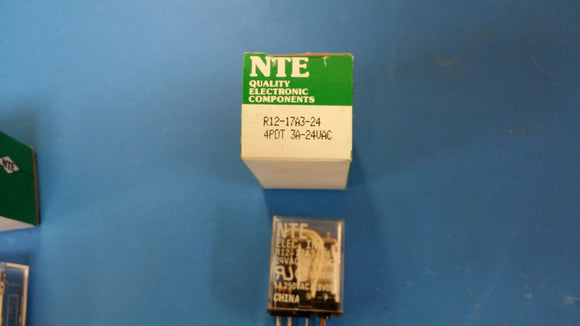 (1 PC) R12-17A3-24 NTE POWER RELAY 4PDT 24VAC 5A PLUG IN