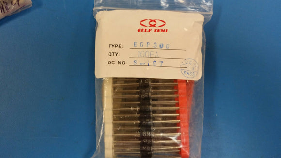(10 PCS) EGP30G GULF SEMI Diode Switching 400V 3A 2-Pin DO-201AD