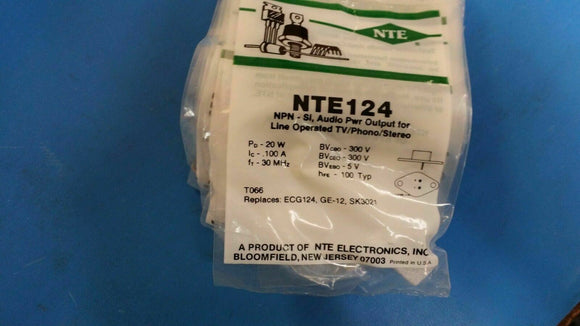 (1 PC) NTE124, ECG124, GE-12, SK3021, Silicon NPN Transistor High Voltage Power
