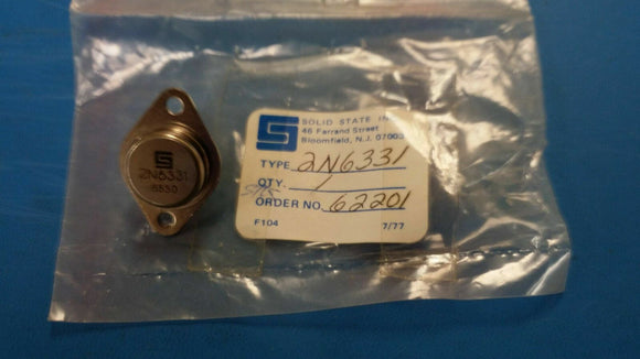 (1 PC) 2N6331 SOLID STATE 30 A, 100 V, PNP, Si, POWER TRANSISTOR, TO-3