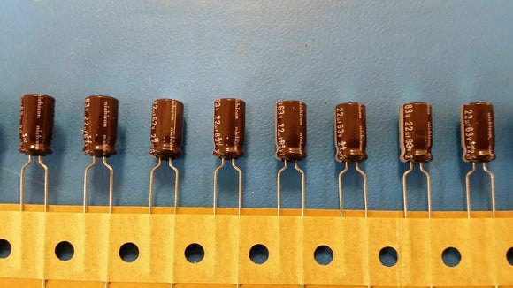 (10 PCS) UPL1J220MEH1TA, Nichicon, Aluminum Electrolytic Capacitor, 63V 22uF 20%
