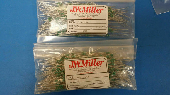 (100 PCS) 78F100J JW MILLER 1 ELEMENT 10uH FERRITE-CORE GENERAL PURPOSE INDUCTOR