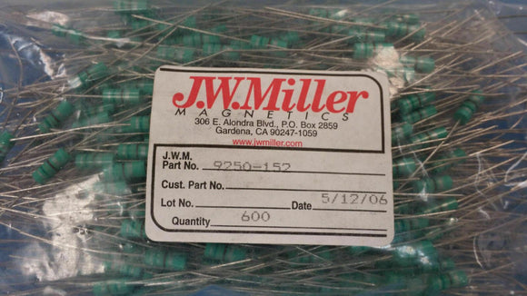 (10 PCS) 9250-152 JW MILLER RF Fixed Inductors 1.5uH 10%, Obsolete