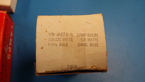(BOX 0F 10) CHICAGO MINIATURE #6T4 1/2 LAMP BULBS 115-125V 6.0W