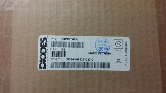 (2 PCS) GBPC2502W DIODES INC 25A, 200V, SILICON, BRIDGE RECTIFIER DIODE ROHS