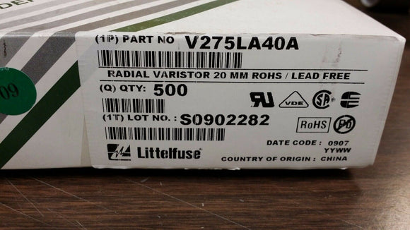 (10 PCS) V275LA40A LITTELFUSE Varistor 275V 900pF