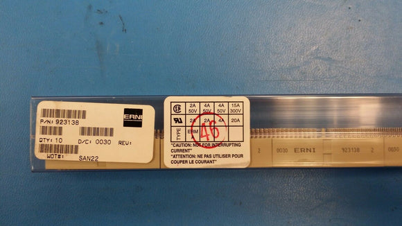 (1) 923138 ERNI 110 CONTACT(S) MALE STRAIGHT TWO PART BOARD CONNECTOR PRESS FIT
