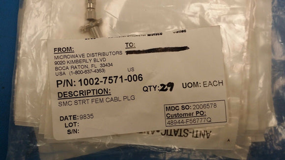 (2 PCS) 1002-7571-006 AEP RF Connector Straight Female Cable Plug Nickel Plated