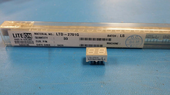 (10) LTD-2701G LITE-ON Displays Segmented Panel 2DIGIT 16LED Green CC 10-Pin DIP