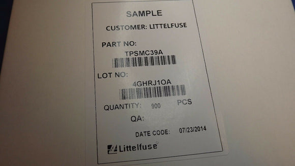(10PCS) TPSMC39A LITTELFUSE TVS DIODE 33.3VWM DO-214AB