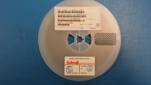 (10 PCS) 0603PS-222KLC Fixed Inductors 0603PS Hi SRF Shlded 2.2 uH 10% 0.6A ROHS