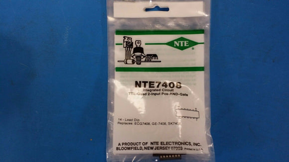(1pc) NTE7408, ECG7408, GE-7408, SK7408, TTL-Quad 2-Input Pos-AND-Gate