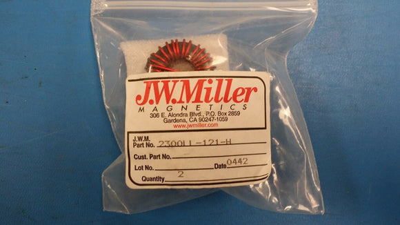 (2 PCS) 2300LL-121-H JW MILLER Ind High Current Toroid 120uH 15% 1KHz 7.4A RDL