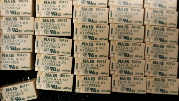 (2 PCS) TX2SA-4.5V NAIS Low Signal Relays - PCB 2A 4.5VDC DPDT NON-LATCHING SMD