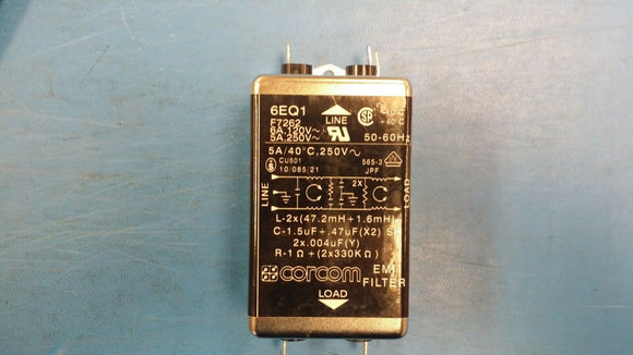 (1 PC) 6EQ1 CORCOM Single Phase EMI Filter, 120V, 50/60HzHz