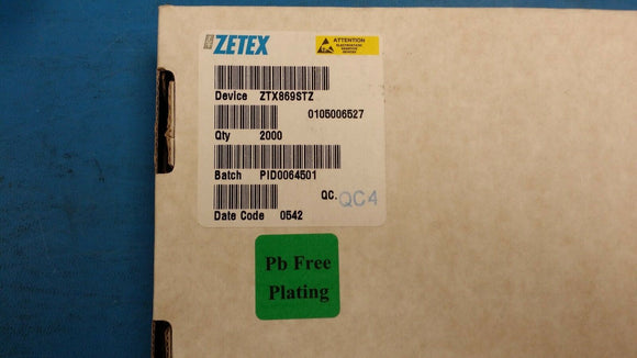 (10 PCS) ZTX869STZ ZETEX Trans GP BJT NPN 25V 5A 3-Pin E-Line Box ROHS