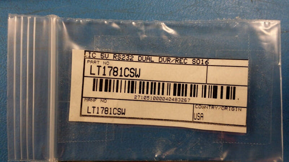 (1 PC) LT1781CSW IC DVR/RCVR 5V RS232 DUAL 16SOIC