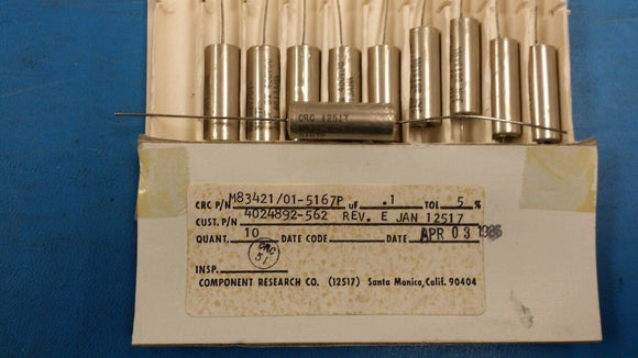 (1 PC) M83421/01-5167P FILM CAP.1UF,400VDC,5% -TOL,5% +TOL,CRH05 MIL STYLE