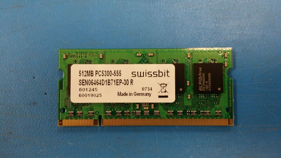 (1 PC) SEN06464D1B71EP-30R SWISSBIT 512 MB DDR2 SO-DIMM PC5300-555