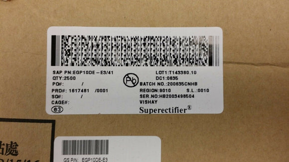 (25 PCS) EGP10DE-E3 VISHAY Diode Switching 200V 1A 2-Pin DO-204AL