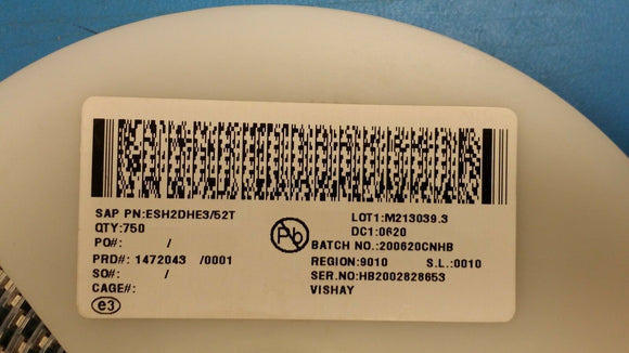 (25 PCS) ESH2DHE3 VISHAY Diode Rectifier 2A,200V,25NS,UF DO214AA ROHS