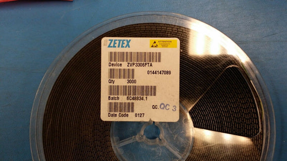 (3000) ZVP3306FTA ZETEX Trans MOSFET P-CH 60V 0.09A 3-Pin SOT-23 (0127 D/C)
