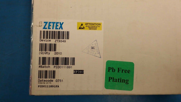 (10 PCS) ZTX649 ZETEX Trans GP BJT NPN 25V 2A 3-Pin E-Line TO-92 ROHS