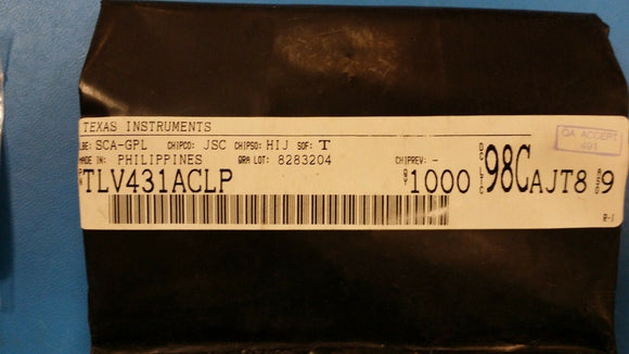 (10 PCS) TLV431ACLP TI V-Ref Adjustable 1.24V to 6V 15mA 3-Pin TO-92 Bulk