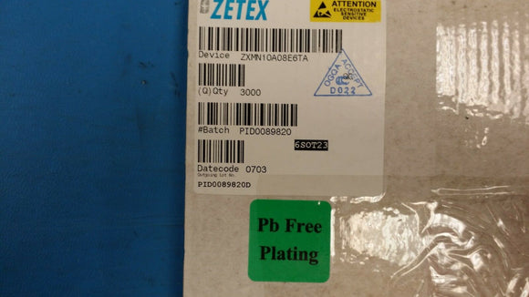 (10 PCS) ZXMN10A08E6TA ZETEX Trans MOSFET N-CH 100V 1.9A 6-Pin SOT-23 T/R ROHS