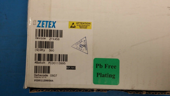 (10 PCS) ZTX458 ZETEX Trans GP BJT NPN 400V 0.3A 3-Pin E-Line TO-92 ROHS