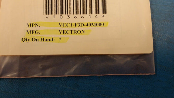 (1) VCC1-F3D-40M000 VECTRON Standard Oscillator 40MHz 3.3V 50pF 50ppm -40C +85