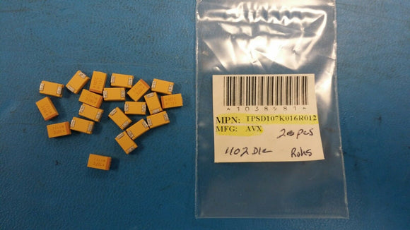 (20 PCS) TPSD107K016R0125 AVX CAP TANT 100UF 16V 10% 2917 ROHS