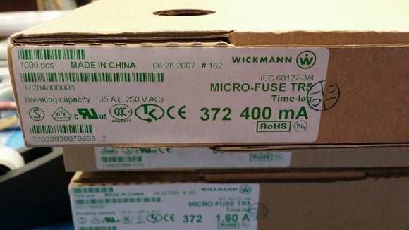 (25 PCS) 37204000001 Fuse Subminiature Slow Blow Acting 0.4A 250V Radial ROHS