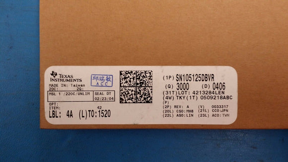 (25 PCS) SN105125DBVR TI LDO VOLTAGE REGULATOR 1.2V 150mA 5-SOT-23