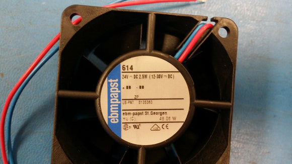 (1 PC) 614 ebm-papst DC Fan 24V 12V to 30V 24CFM 40dB 60 X 60 X 25.4mm