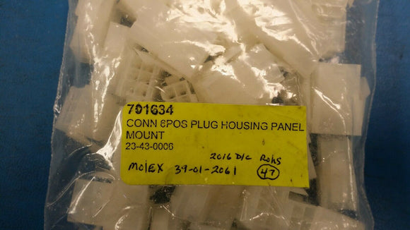 (2 PCS) 39-01-2061 MOLEX CONN PLUG 6POS PANEL MOUNT ROHS
