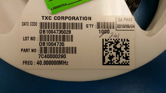 (20 PCS) 7C40000290 TXC Clock Oscillators 40MHz 1.8V -30C +85C SMD 2010 D/C