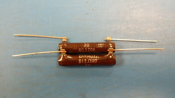 (2 PCS) B12J3R0 OHMITE Res Wirewound 3 Ohm 5 12W 400ppmC Vitreous Enamel AXL