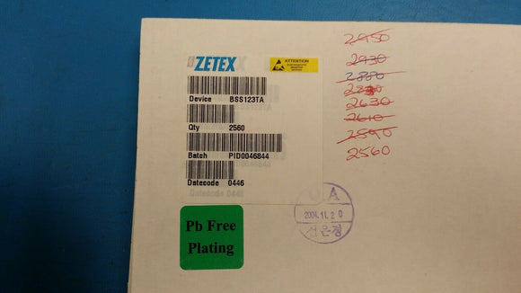 (25 PCS) BSS123TA ZETEX MOSFET N-CH 100V 170MA SOT23-3 ROHS (0446 D/C)